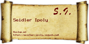 Seidler Ipoly névjegykártya